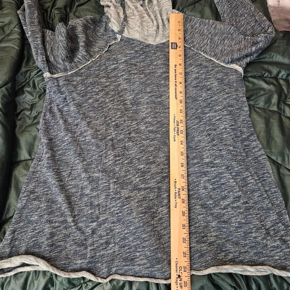 FP Beach Women Blue Cowl Neck Long Sleeve Top Lightweight Cozy Pullover One Sz
